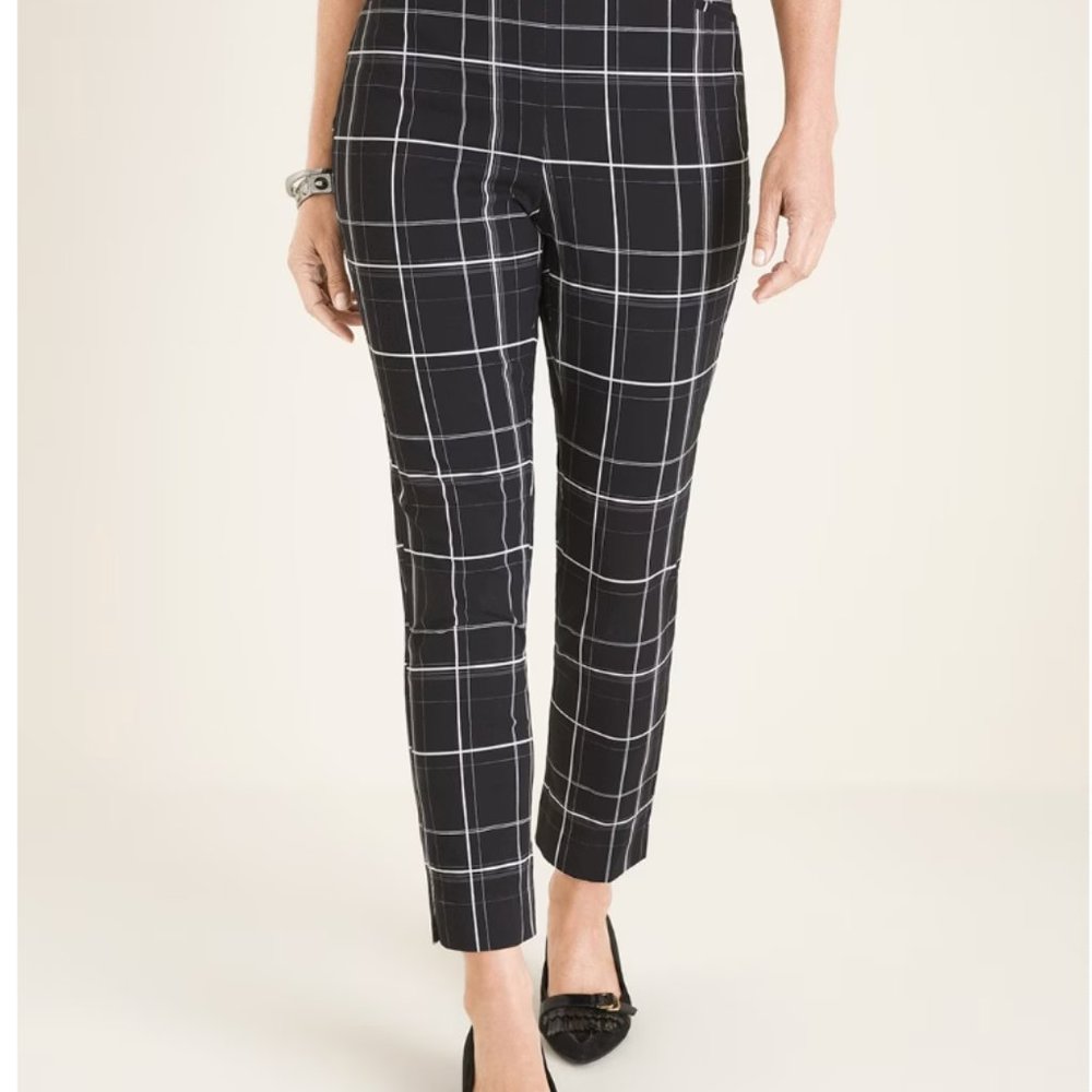 CHICOS So Slimming Brigitte Plaid Slim Ankle Pants size 0.5